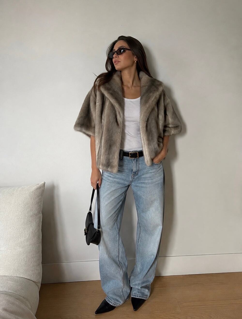 ELIZA J. Faux-Fur Fur Capelet Shrug NWOT Size LARGE